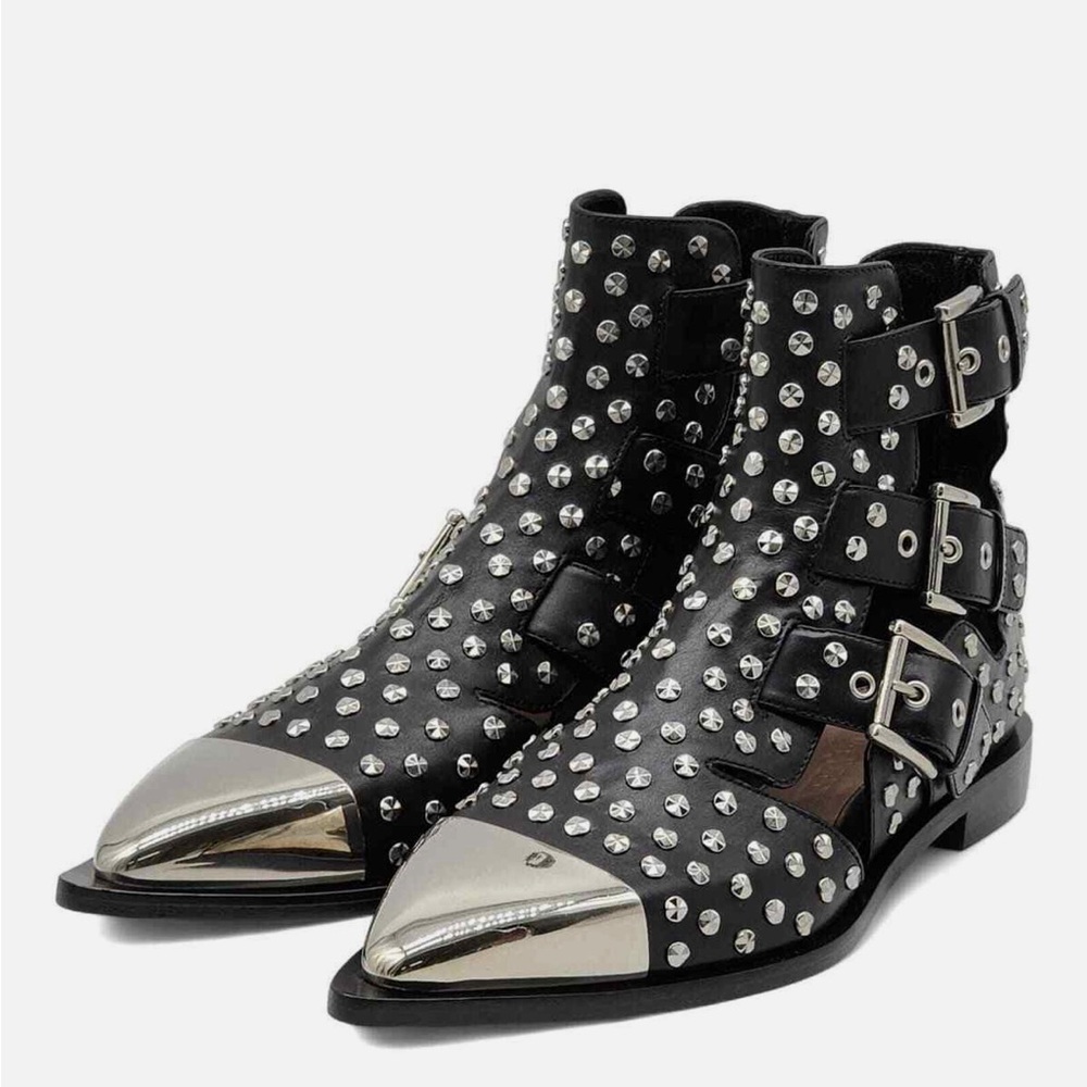 Alexander McQueen Studded Cage Ankle Boots 41